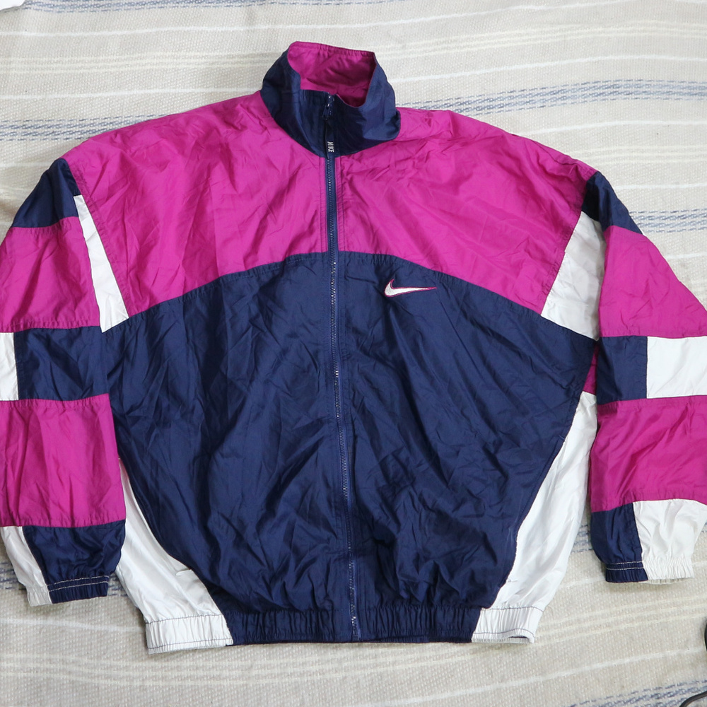 NIKE Purple/Navy Big Back Swoosh Track Jacket VTG - Picture 2 of 8